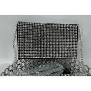 AMBER SCEATS Stella Crystal Bling Bag, Evening Purse With Strap NEW, Retail $98